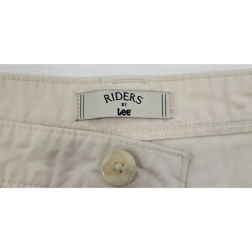 L) Women Riders by Lee Casual Khaki Shorts Size 18M Off-White